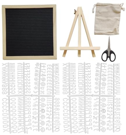 keloppasit Board with Letters Changeable | Message Board,Felt Rustic Wooden Frame Billboard 9.84X9.84Inch for Halloween Restaurant Classroom Christmas Event Celebration