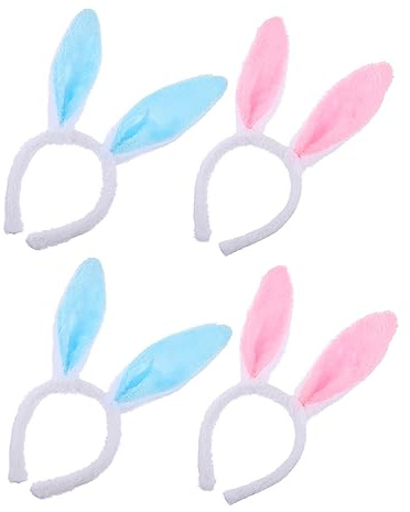 Homoyoyo 4 Stück Osterhasenohren Haarreif für Teiliges Kopfschmuck Rosa und Blau für Geburtstagsfeiern Cosplay und Fotoshootings