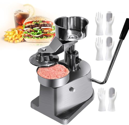 Pressa per Hamburger, Macchina per Hamburger da 4″/5″/6″, pressa per Hamburger Commerciale Manuale con Carta di separazione da 500 g, Macchina per la formatura di Hamburger in Acciaio inossi