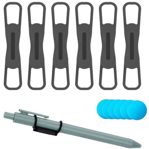 COYUN Lot de 6 porte-crayons magnétiques en silicone,Porte-stylo magnétique,Porte-stylo portable,Pour bureau, réfrigérateur, tableau blanc, bureau(Noir)