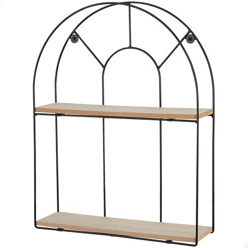 AKTIVE Max Home Etagère Murale, 35x10x45 cm, Max 4 kg, Circulaire, avec 2 étagères, Design Moderne, Décoratif, Cadre en métal Noir, pour Salon, Couloir, Chambre, Bureau (18463)