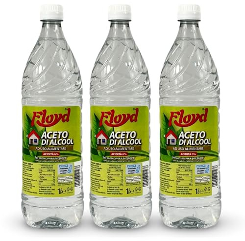 Sicignano Casalinghi Aceto di Alcool Bianco 6% Acidità, Uso Alimentare per Conserve e Sottoli e Pulizie Ecologiche, Anticalcare Naturale Multiuso, Origine Agricola (lt.1 x 3pz)