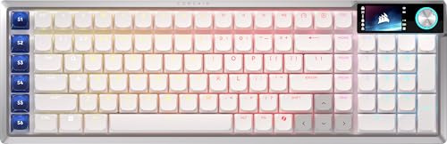 Corsair Vanguard AIR 99 Wireless Low-Profile Optical-Mechanical RGB Gaming Keyboard – QWERTY US, 99% Layout, OPX Switches, 8000Hz Hyper-Polling, Stream Deck Integration, Flashtap SOCD – White