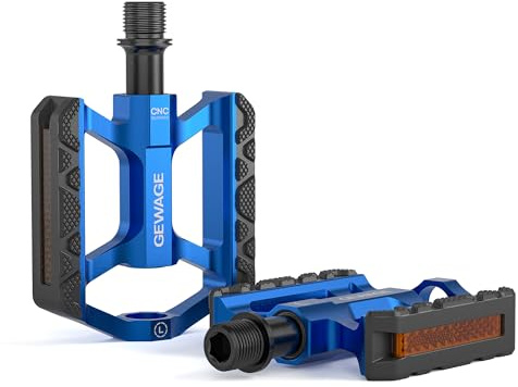 GEWAGE Pedales de bicicleta de aluminio – pequeños y ligeros – 3 rodamientos sellados – Eje cromado – Pedales de plataforma antideslizantes con reflector – MTB · Trekking · City & Kids Bike