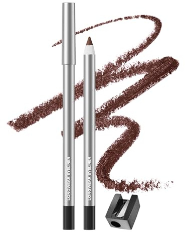 Erinde Kajal Eyeliner plommon, vattentät och torkbeständig, högpigmenterad kajalpenna, långvarig ögonliner upp till 18 timmar, mjuk och smidig applicering, intensiv färgdispensering, vegan, 01#