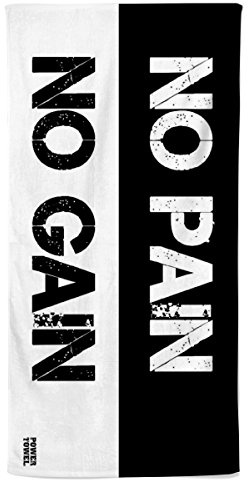 Power Towel Sporthandtuch 100 x 50 cm, NO Pain NO GAIN NEON 1, Gym Edition, Fitness Handtuch mit Motivationsspruch