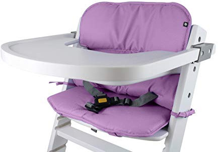 Tinydo® Universal Hochstuhl-Sitzkissen optimal für Timba Safety 1st. und alle gängigen Treppenhochstühle - 2teilg. Set mit Memory-Schaum Sitzverkleinerer-Auflage für Babystühle rutschfest (Violett)