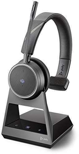 Plantronics – Voyager 4210 Office Headset (Poly) – Mono Bluetooth-Kopfhörer mit Bügel-Mikrofon, Noise-Cancelling & Ladestation USB-A, Anschluss an PC, Mac, Mobil-/Festnetztelefon, Teams (zertifiziert)