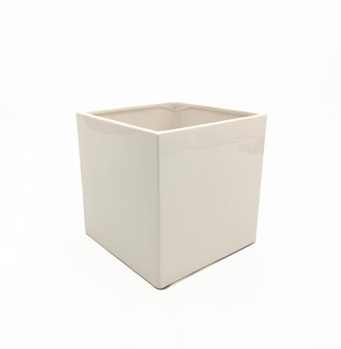 White Ceramic Cube Vase 15 x 15 x H 15 cm