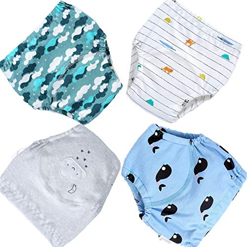 Fanny Baby Windelhose Windeln Trainerhosen Kinder Wiederverwendbar Baumwolle Training Unterwäsche Lernwindel Töpfchen Hose 4er Pack Windeln für 1-4 Jahre (A, L-100CM)
