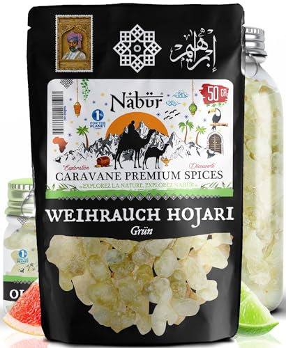 Nabür - Hojari Grüner Weihrauch Oman - 50 gr Boswellia Sacra - Grün Orange Licht Weihrauch Schatz | Begasung, Reinigung, Klarheit
