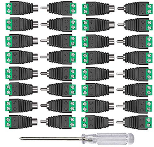 Aiqeer 16 Paare RCA Adapter Terminalblock, Stecker Buchse Verbinder, 2 Polig Männlich & Weiblich Kit, Schraubklemme Kabel Verbinder