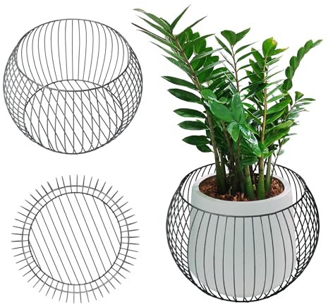 KADAX Galvanised Steel Gabion Pot, Weatherproof Stone Basket, Plant Basket, Minimalist Wire Baskets, Gabions, Sturdy Pot, Garden Pot (Diameter 65 cm)