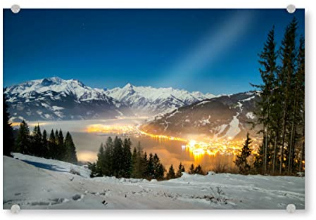 artboxONE Acrylglasbild 150x100 cm Natur Zell am See bei Nacht - Bild Nacht Landscape Landschaft