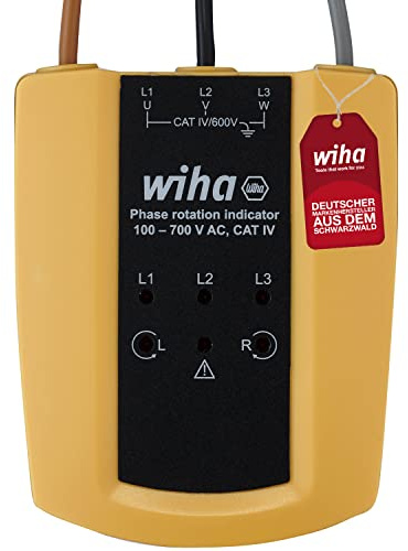 Wiha Drehfeldrichtungsanzeiger 100 - 700 V AC, CAT IV I 3 Phasen mit nur einer Prüfung I LED-Anzeige (45221)