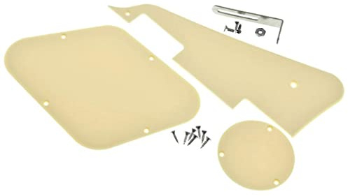 KAISH Solid Cream 1-lagige LP Gitarre Pickguard Rückplatte/hintere Hohlraumabdeckung Schalterplatte mit Stahl-Nickel-Halterung und Stahl-Schlagbrett-Befestigungsschrauben für USA Les Paul