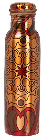 Zap Impex Kupfer-Wasserflasche, Multi-Design für ayurvedische Vorteile Travellers Water Bottle 900ml