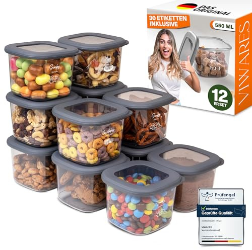 Viwares Vorratsdosen mit Deckel Luftdicht, 12er Vorratsbehälter Set BPA-Frei, Vorratsdose zur Müsli Mehl Aufbewahrung Küche, Praktische Organizer Küche, Frischhaltedosen für Lebensmittelaufbewahrung