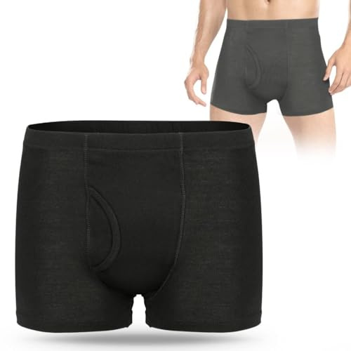 CARER BEAUTY Pantalones de incontinencia para hombre, ropa interior de algodón con almohadilla absorbente para reutilizable, a prueba de fugas para y personas con incontinencia Pacientes Negro -L