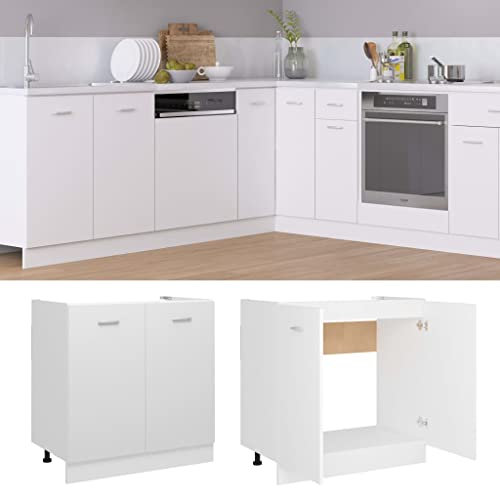 homiuse Spülenunterschrank Weiß 80x46x81,5 cm Holz KüChenschrank KüChenunterschrank SpüLe Mit Unterschrank KüChenschräNke Unterschrank Kitchen Cabinet KüChenschrank Weiß ohne Arbeitsplatte EIN Regal