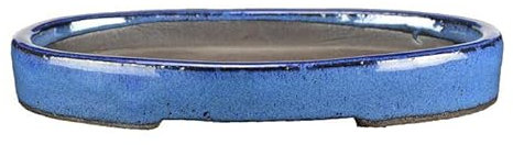 Geosism & Nature Sottovaso per bonsai ovale in gres smaltato blu 17x10,5x1,5 cm - BJ17b