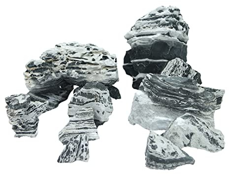 Aqua Della, Dekoration für Aquarium, Cloudy L – ± 2 kg, Schwarz/Grau, geeignet für Süßwasser, Meerwasser, realistische Details, Zubehör, Natursteine für Aquascaping Terrarien