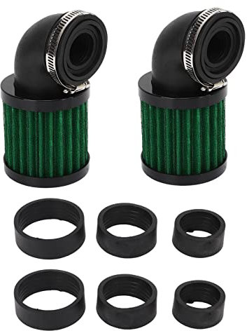 Luftfilter 90 Grad Winkel Luft Ansaug Filter Reiniger 28 Bis 48mm Universal für Moped Roller ATV Dirt Bike Entlüften (Schwarz Grün)