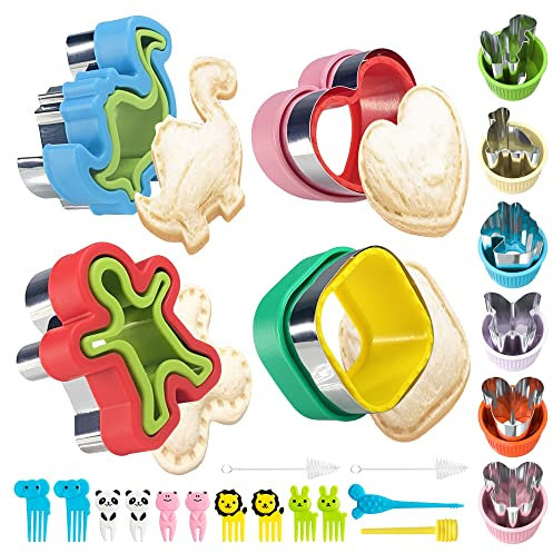 24 pezzi Taglierina per Sandwich e Sigillante, Tagliabiscotti per Bambini, Stampo per Taglierina per Pane(Medio), In Acciaio Inox Formine per Biscotti e Verdure e Frutta