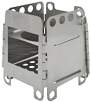 NUZAMAS Réchaud de camping pliable en acier inoxydable - Réchaud à bois portable pour camping en plein air, randonnée, pique-nique
