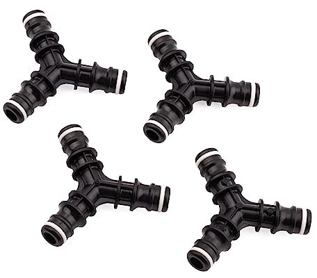 Mivos 4 connettori a Y per il collegamento di tubi dell'acqua – Connettore a Y per tubo flessibile – Distributore per tubo da giardino – Realizzato in 90% plastica riciclata