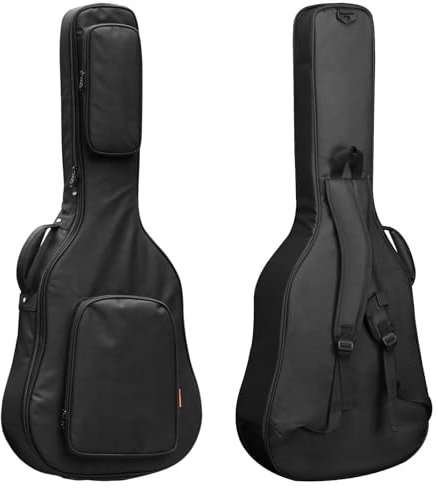 41 Zoll Gitarrentasche, Akustikgitarre Gigbag, 24MM Gepolsterter Gitarrenrucksack, Wasserdichter Gitarrenhülle, Gitarren Bag Guitar Case mit Schultergurten Tragegriff, 600D Oxford Stoff, Schwarz