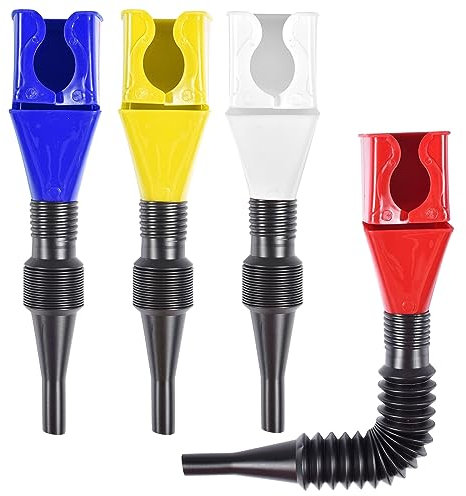 Qooloo 4 Pièces Outil de Drainage Flexible Entonnoir à Clapet, Entonnoir Carburant Pliable, Entonnoir Huile Moteur, Entonnoir Plastique Flexible, Outil Vidange Flexible pour Moto Voiture Automobile