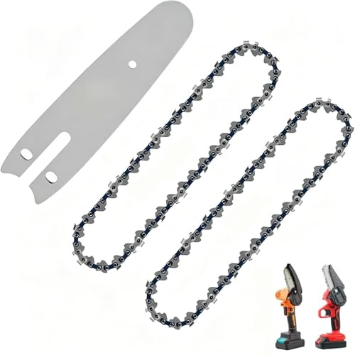 3 Stück Kette für Kettensäge, Kettensäge Kette, mit 1 Stück Ersatz Sägekette Bar, für Holzbearbeitung Trimmen Garten Saw Chain Die Kette Ist für 6 Zoll Geeignet, Die Führungsschiene für 8 Zoll