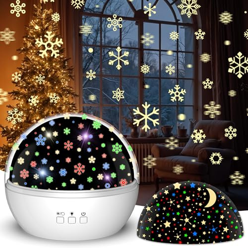 Christmas Projector Night Light Indoor, Snowflake NightLight for Room Decor, Kids Star Projector Night Light with Starry&Snowfall Theme,Xmas Birthday Gift Toy for Baby Toddler | Starry & Snowfall Theme, Star Projector Night Light for Kids 3 to 9 Year Old Baby Toddler Girl Boy Xmas Birthday Gift Toy