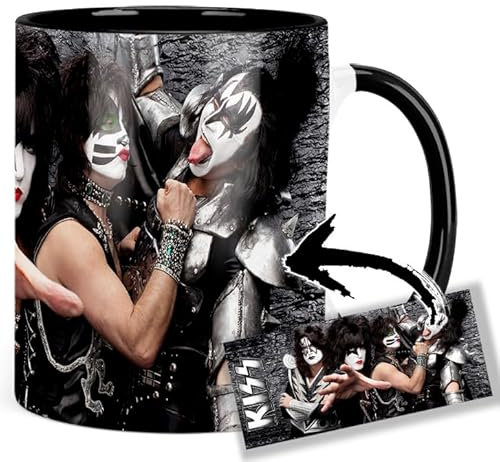 Kiss Monster Gene Simmons Paul Stanley Taza Ceramica Interior y Asa Negra