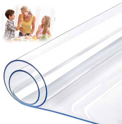 HTCSZL Tovaglia Trasparente In Plastica PVC,2mm Copertura Protettiva Trasparente Per Tavolo,Antimacchia Pellicola Protettiva Per Tavolo,Facile Da Pulire,Tovaglia Su Misura,Trasparente,60x100cm