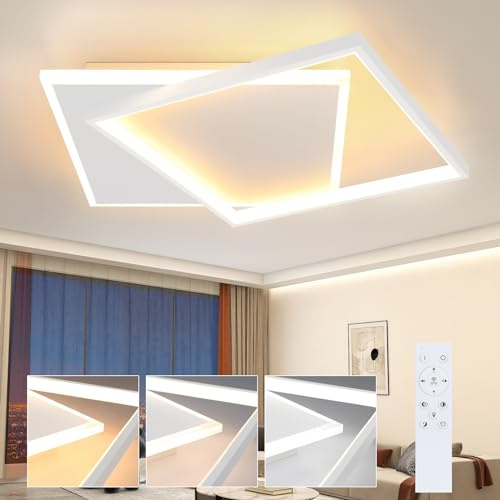 ZMH Deckenlampe LED Deckenleuchte Wohnzimmer - Wohnzimmerlampe Dimmbar mit Fernbedienung Schlafzimmerlampe Modern Schlafzimmer Deckenbeleuchtung 44W Küchenlampe Weiß Flurlampe für Küche Kinderzimmer