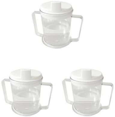 Paowsietiviity 3er-Set Kunststoffbecher mit zwei Griffen, 284 ml, Trinkbecher für Patienten und ältere Menschen