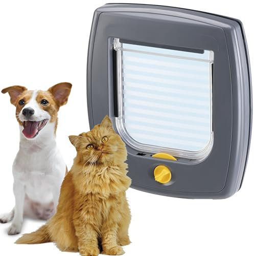 Ferplast Gattaiola, Porta per Gatti, Entrata e uscita controllabile 4 vie, Porticina per Gatti, Taglia S, Grigio