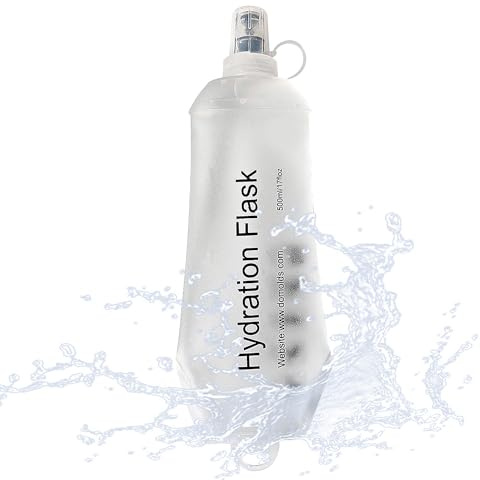 J.CARP Bouteille d'eau souple de 500 ml en TPU pliable pour course à pied, sac d'hydratation, cyclisme, randonnée, escalade, extérieur, moto, blanc