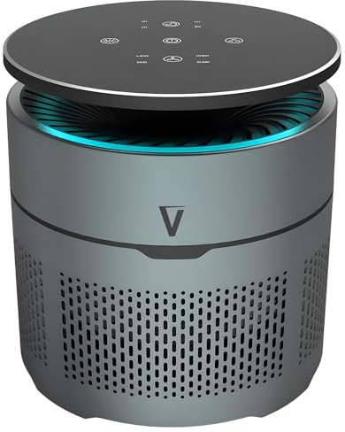 Small Air purifier ECO360 - Anti Bacteria Silent Air Cleaner Ionizer Hepa Filter Desktop Mini Portable Home Air Purifier - Grey
