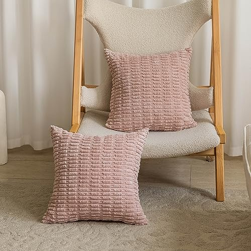 Home Brilliant Pink Cushions Covers 45cm x 45cm, Decorative Boho Cushion Covers for Bedroom Living Room Girl Gift for Wedding Decor 18 x 18 Set of 2, Pale Blush, 45cmx45cm