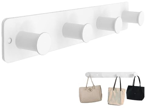Molyorch Wand Garderobenleiste, Kleiderhaken Wand, Garderobenleiste Weiß, Hakenleiste Kleiderhaken Schwere, für Badezimmerhandtuch, Schlafzimmerkleidung, Küchentücher