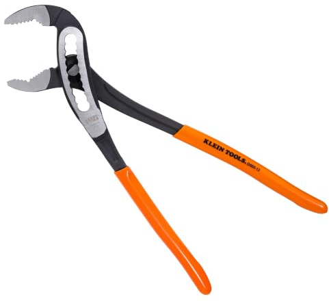 Klein Tools D50512 Classic Klaw Pump Pliers V-Jaw Tongue and Groove, Hardened Teeth for Maximum Torque, 12-Inch