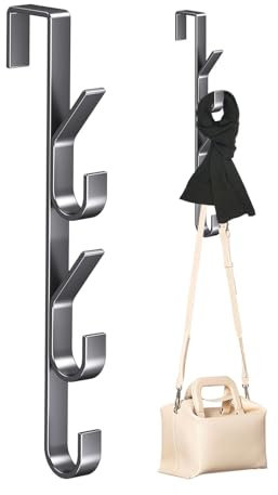 5 Hintertüraufhänger – Karbonstahl für die Rückseite der Tür | Multifunktionaler Türhänger | Handtuchhalter für die Tür | Handtuchhalter für die Tür | Türgarderobe für Badezimmer