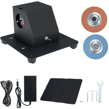 Mini Levigatrice a Nastro 250W Affilacoltelli Smerigliatrice Elettrica da Banco Levigatrice 7 Velocità Regolabile Lucidatrice con 2 Mola per Metallo Legno Utensili Artigianali Fai da Te e Affilatura