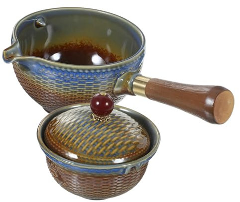 Ciieeo 360degree Ceramic Teapot Side Handle Rotation Retro Tea Kettle for Loose Tea Home Decor