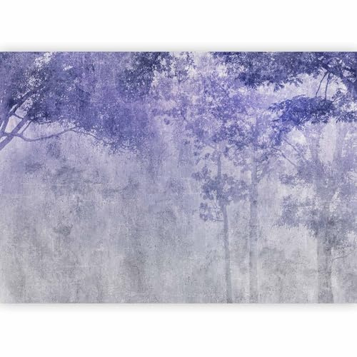 murando - Papier Peint Panoramique Intissé Nature 350x256 cm - Revêtement Mural pour Chambre Salon - Design Unique Moderne Décoration Murale - Bleu gris violet - Nature forêt nuit b-A-10053-a-a