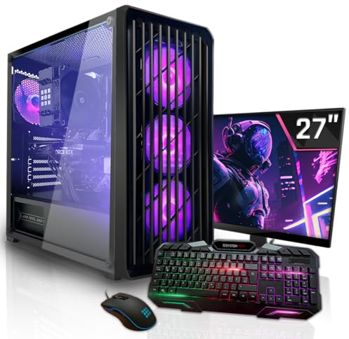 SYSTEMTREFF Basic Gaming Komplett PC Set AMD Ryzen 5 PRO 5655G 6x4.4GHz | Radeon RX Vega 7 4K | 1TB M.2 NVMe | 16GB DDR4 RAM | Windows 11 | 27 TFT Monitor | Desktop Paket Computer für Gamer, Gaming