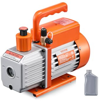 VEVOR Pompa per Vuoto 4 CFM, Pompa per Vuoto a Palette Rotanti Monostadio HVAC per Sistemi Kit Pompa per Vuoto AC per Auto con Contenitore per Olio per Manutenzione Aria Condizionata da Veicoli